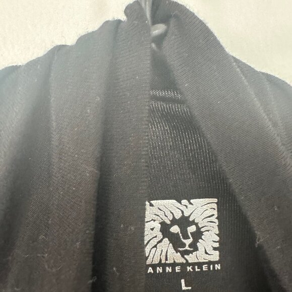 Anne Klein Black Lightweight Hooded Cardigan | Soft Knit Layering Top (Size L) - Picture 2 of 5